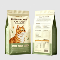 Pochette alimentaire pour animaux de compagnie à fond plat personnalisée, sac à fond plat à 8 soudures latérales pour l'emballage alimentaire