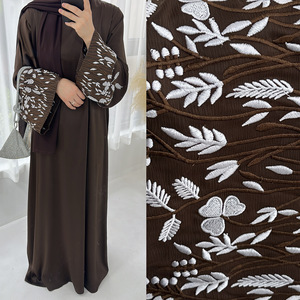 Eid Modest Fashion Luxury Nida Floral Embroidered Closed Abaya Ramadan Dress Dubai <strong>Turkey</strong> Kaftan Robe Muslim Women <strong>Clothes</strong> - Product Image 4