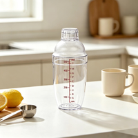 Shaker à cocktails en gros 500 ml, en plastique épais de qualité alimentaire, rouge et noir, avec échelle graduée, design anti-chute, compatible lave-vaisselle