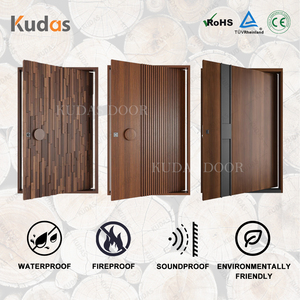 Porte intérieure en bois massif de style américain classique, panneau surélevé traditionnel, motif rond sculpté, porte en bois pour chambre à coucher, salon - Product Image 5