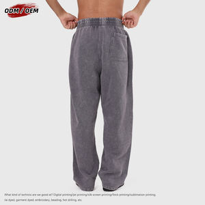 Pantalon droit en coton épais 430 g/m² style américain pour homme, 100 % coton, vintage, tissu éponge, batik, délavé, service OEM - Product Image 5