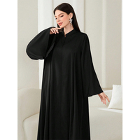 Abaya Longue Modeste Personnalisée à Manches Évasées pour Femme Musulmane 2026 – Abaya Décontractée Unie à Manches Trompette Amples