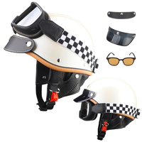 Casque de moto modulaire ABS vintage rétro ouvert demi-face en promotion avec un cadeau offert