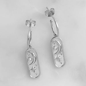 Pendientes de plata de ley 925 con forma de <span class=keywords><strong>luna</strong></span> y estrella, oro de 18 quilates, oferta - Product Image 5