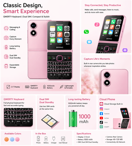 Téléphone pliable 4G LTE double SIM, écran 2,6 pouces, design coulissant, style cuir pliable 5, téléphone portable débloqué portable - Product Image 2