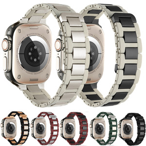 New Rubber + Stainless Steel Magnetic Strap for Apple Watch Series 9 8 7 6 SE 41mm 49mm 42mm Metal Bracelet Band 45 44 38 mm - Product Image 1