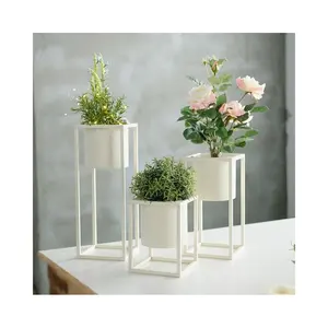 Кремово-белые металлические цветочные горшки садовая полка для цветов для использования в помещении угловой горшок для дома