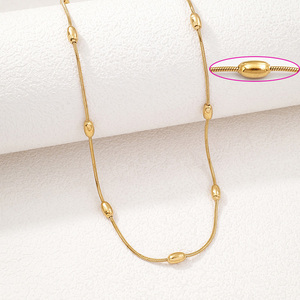 Collar <span class=keywords><strong>de</strong></span> <span class=keywords><strong>Cadena</strong></span> <span class=keywords><strong>de</strong></span> Eslabones con Cuentas <span class=keywords><strong>de</strong></span> Serpiente, Chapado en Oro <span class=keywords><strong>de</strong></span> 18K PVD, <span class=keywords><strong>de</strong></span> Acero Inoxidable, Estilo Italiano, Venta al por Mayor, Unisex, Regalo <span class=keywords><strong>de</strong></span> Aniversario - Product Image 4