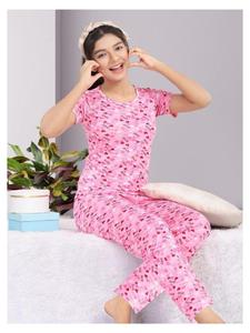 Pyjama imprimé pour filles, ensemble deux pièces à col rond, vêtements de nuit élégants pour enfants, tenue décontractée pour la détente avant le coucher, vente en gros - Product Image 2