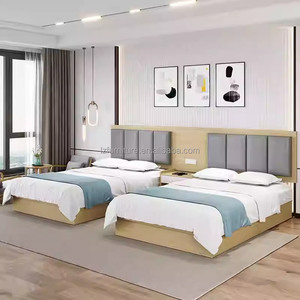 ชุดห้องนอนโรงแรม 3 ดาว ราคาประหยัด เตียงไม้ขนาดทวิน/ดับเบิ้ล/คิงไซส์ พร้อมหัวเตียงแบบแผง โต๊ะข้างเตียง ตู้วางทีวี โต๊ะทำงาน ตู้เสื้อผ้า - Product Image 3