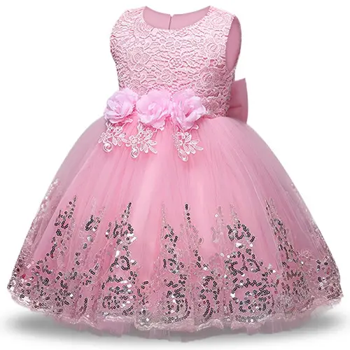 子供のためのヨーロッパスタイルの女の子のウェディングドレス2-12歳の女の子のための素敵な誕生日パーティーチュチュドレスノースリーブ