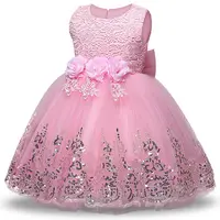 子供のためのヨーロッパスタイルの女の子のウェディングドレス2-12歳の女の子のための素敵な誕生日パーティーチュチュドレスノースリーブ