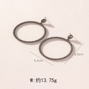 Pendientes de Aro Grandes Geométricos de Aleación con Microincrustaciones de Aleación de Zinc, Joyería de Moda con Forma Circular - Product Image 2