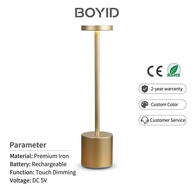 Boyid DC Touch Control LED Iron Modern Table Lamp for Bedroom Home Decor with Warm White Light