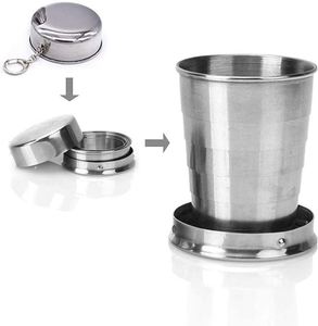 Tasse de camping portable personnalisée en acier inoxydable, gobelet pliable extensible pour l'eau, idéal pour les voyages ou la randonnée - Product Image 1
