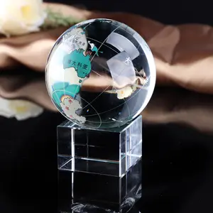 Colored Map Glass Crystal globe paperweight MH-Q0226