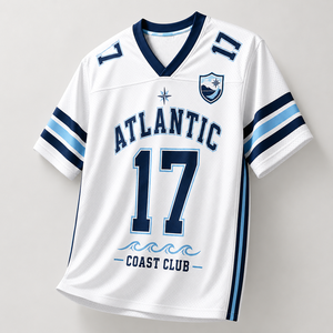 Camiseta de Fútbol Americano Personalizada de Manga Corta, Estilo Universitario, Holgada, Estilo Costero Vintage, Ropa de Moda Urbana - Product Image 4