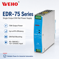 Alimentation à découpage sur rail DIN 75W EDR-75 12V 6.3A 24V 3.2A Convertisseur AC/DC industriel pour panneau de commande PLC Automatisation CE FCC