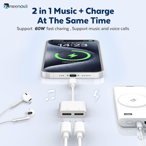 USB <b>C</b> Splitter 1in2 Out, Dual USB <b>C</b> Headphone and 60W Charger Adapter, Type <b>C</b> Audio Adapter with Fast Charging Dongle Compatible - Product Image 2