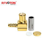 Connecteur RF MCX mâle coudé à sertir pour câble coaxial RG316 RG174, plaqué or, 50 Ohm, DC-6GHz