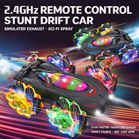 Voiture télécommandée 2,4 GHz 4x4 avec roues Mecanum, véhicule de drift double face, pulvérisation de lumières colorées, rotation à 360°, jouet RC pour enfants
