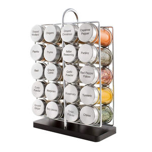 Ensemble d'épices modernes en acier inoxydable avec 20 bocaux en verre, support organisateur de <span class=keywords><strong>baguette</strong></span>, étagère avec support - Product Image 1