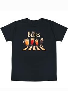 Camiseta gráfica unisex 'The Beers' Abbey <span class=keywords><strong>Road</strong></span> Parody con estampado divertido para amantes de la cerveza, camiseta informal negra de manga corta para hombre - Product Image 2