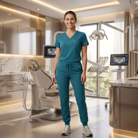 V Yaka Tıbbi Forma Takımı Kadın Hastane Üniforması Hemşire Doktor İş Kıyafeti Eşofman Altı