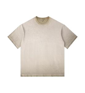 350G Cambio gradual Cuello redondo Hombres Suelta Casual Vintage Wash Camiseta Moda Simple Bottoming Shirt - Product Image 6