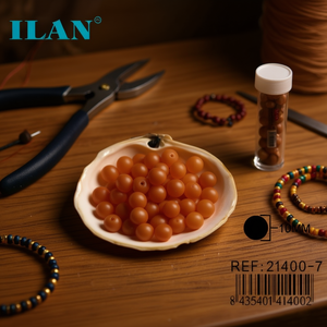 Perline ILAN da 10 mm, opache e lisce, colore caffè, per la creazione di gioielli - Product Image 3