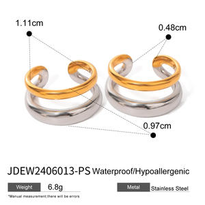 ต่างหูชุดเรขาคณิตแบบตอกลาย ชุบทอง 14K บนสแตนเลสสตีล เครื่องประดับแฟชั่นสำหรับงานปาร์ตี้สุดอินเทรนด์ - Product Image 2