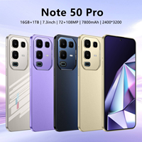 Smartphone Note 50 Pro 5G CDMA LTE Layar OLED 7,3 Inci 120Hz 2K Kamera 108MP Android 15 Snapdragon Seri 800 Pengisian Cepat 120W
