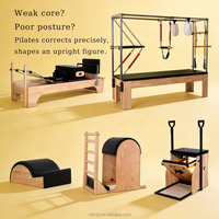Appareil de Pilates en bois d'érable 5 pièces : Reformer, Lit Cadillac, Chaise Wunda, Ladder Barrel, Correcteur de colonne vertébrale - Équipement de gym commercial