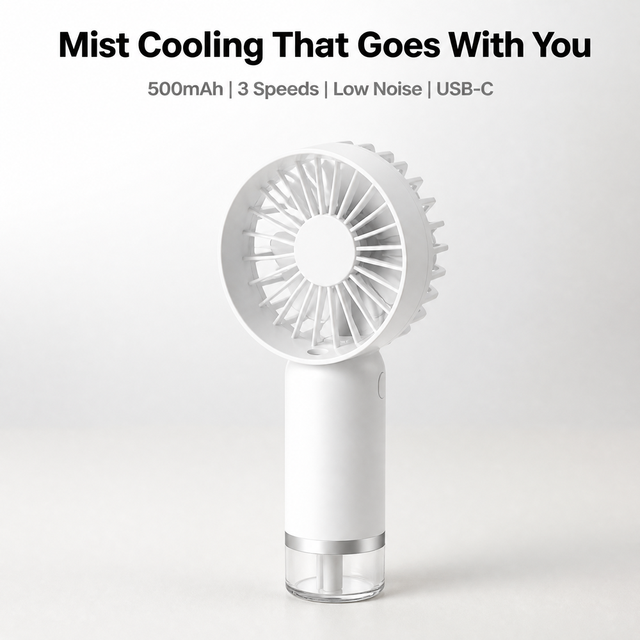 Nano Spray Ultra Quiet Pocket Mist Sprayer 3-Speed Type-C Rechargeable Handheld Fan 500mAh Personal Air Cooler Certified Travel
