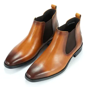 Suministro de fábrica de cuero genuino para hombre, botas de invierno para exteriores, botas Chelsea de piel de vaca de grado superior, zapatos de vestir con diseño italiano