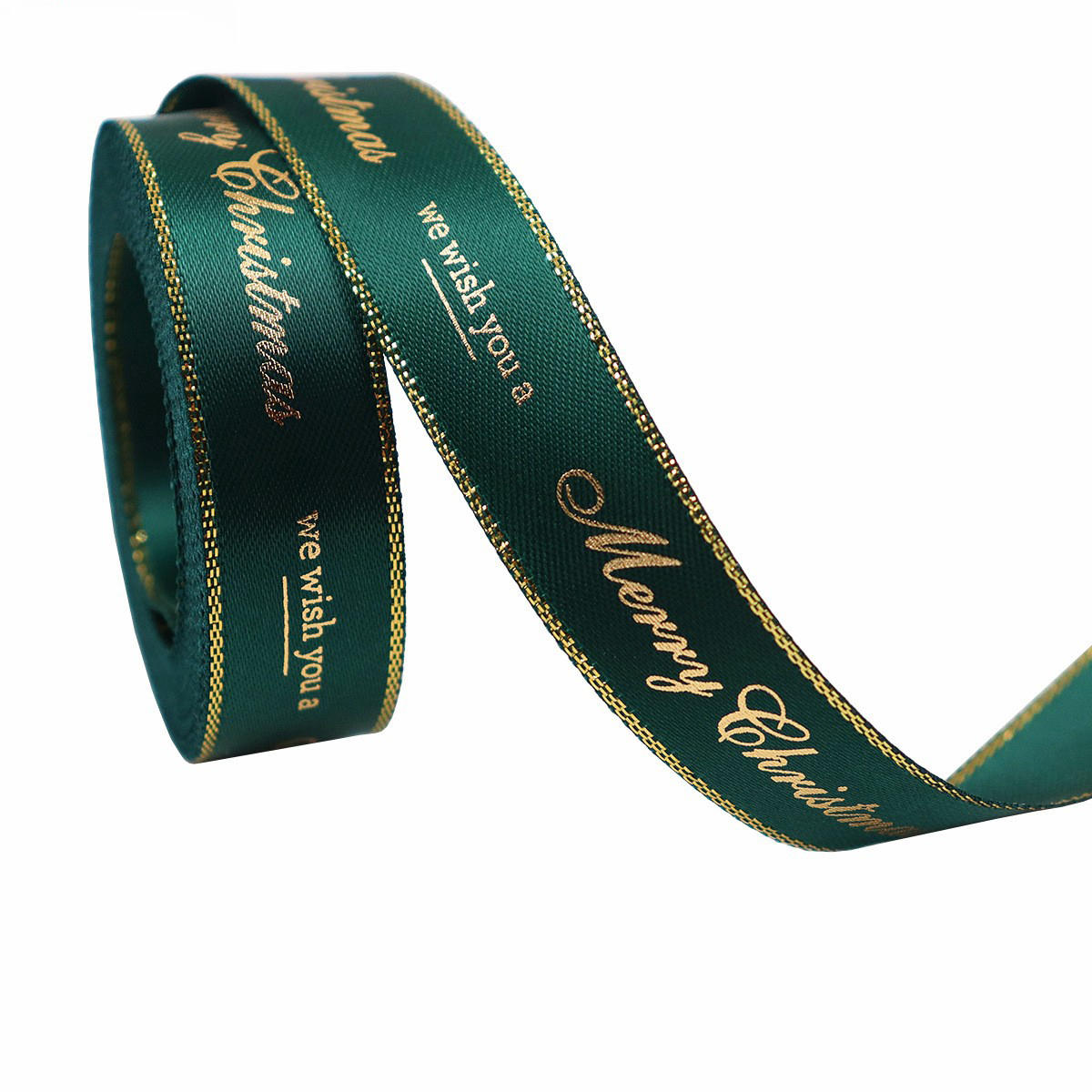 Bordure Vert-Or Joyeux Noël - 1,6 cm * 9,14 mètres