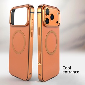 <span class=keywords><strong>Coque</strong></span> de téléphone de luxe à chargement magnétique puissant pour iPhone 17 Pro 17 Pro Max, pare-chocs en aluminium antichoc, orange - Product Image 4