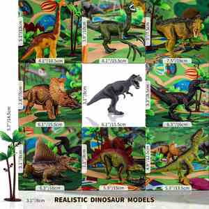 Juguetes para Niños de 3 a 5 Años con Tapete de Actividades y Árboles, Set de Juego Educativo de Dinosaurios Realistas para Crear un Mundo Dinosaurio - Product Image 4