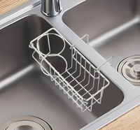 Panier d'évier de cuisine en acier inoxydable 304 pour fabricants, support de rangement mobile sur pied avec crochet pour éponge à récurer, vente en gros