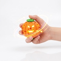 Fidget Spinner Citrouille d'Halloween à Presser et Rotater, Balle Anti-Stress avec Lumière LED, Jouet Jack-O Imprimé en 3D pour Soulager l'Anxiété