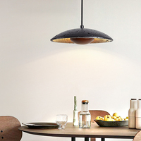 Suspension moderne en bois avec abat-jour en travertin noir naturel E27 pour îlot de cuisine, table à manger, chevet