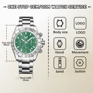 Classical 3 Eye Dial Luminous Pointers Calendar Quartz Watch Wrist Gold Luxury Watches Men Custom Diamond Reloj