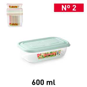 Contenitore per Alimenti PlasticForte 600 Ml, Durevole e Riutilizzabile, per Conservazione Domestica, Colori Assortiti - Product Image 1