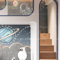 Lit suspendu pour enfants, design minimaliste sur le thème de l'espace, lit superposé à deux couchages, chambre des jeux, lit ciel étoilé, maison dans les arbres