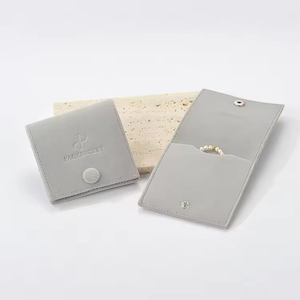 Custom Logo Luxury Small Earring Necklace Bracelet Ring <b>Envelope</b> Flap Foldable Grey Microfiber Jewelry Pouch Bag <b>Gift</b> Packaging - Product Image 1