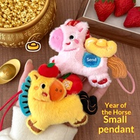 Porte-clés décoratif Tengyi en peluche 3D, motif cheval de dessin animé, frais et tendance, pour sac à dos, personnalisable en couleurs et logo