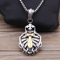 Pendentifs vintage en forme de croix et d'épée, contrastant or et argent