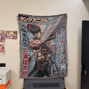 ผ้าห่มอนิเมะลายเบอร์เซิร์ก ผ้าโพลีเอสเตอร์ผสมคอตตอนทอแบบแจ็คการ์ด สำหรับตกแต่งโซฟา ห้องนั่งเล่น หรือใช้คลุมเตียง - Product Image 5