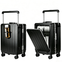 Valise rigide en ABS PC à ouverture frontale de 21 pouces, 360° °   Valise de voyage à roulettes avec serrure à code TSA, logo personnalisé, OEM