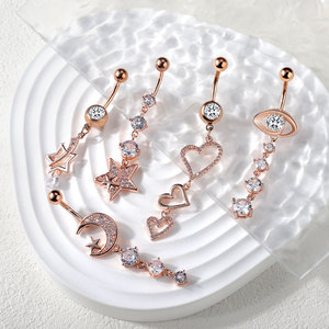 Tùy Chỉnh 14G Thép Không Gỉ Trái Tim Sao Trăng Dreamcatcher Hợp Thời Trang Dangling Rốn Xỏ Đồ Trang Sức Sexy ombligo Bụng Nút Nhẫn - Product Image 4